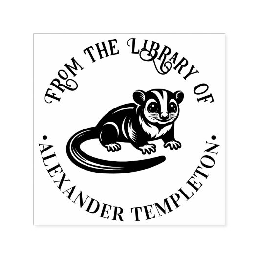 かわいいシュガーグライダー図書名#1P セルフインキングスタンプ (デザイン)