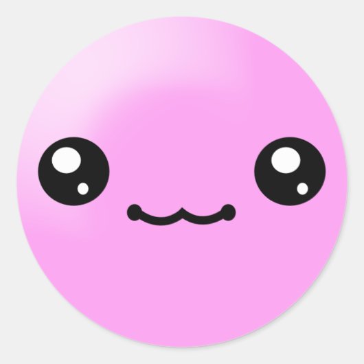 かわいいシュガードットバブルガムハッピー顔シール ラウンドシール (正面)