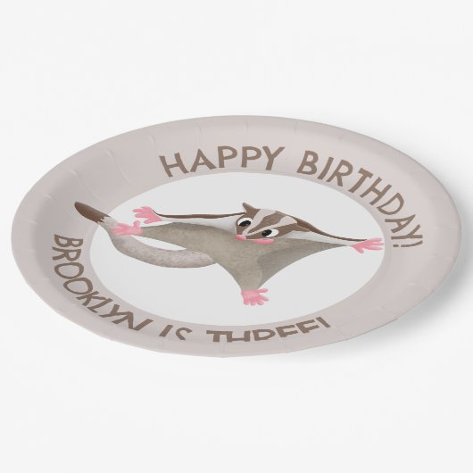 かわいいシュガーパーソナライズされたグライダーの誕生日 ペーパープレート (アングル)