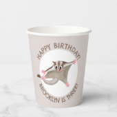かわいいシュガーパーソナライズされたグライダーの誕生日 紙コップ (裏面)