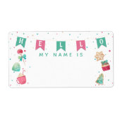 かわいいシュガープラムの休日こんにちは私の名前はシール ラベル (正面)