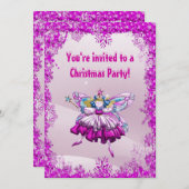 かわいいシュガープラムフェアリー＆スパンコールクリスマスパーティー 招待状 (正面/裏面)