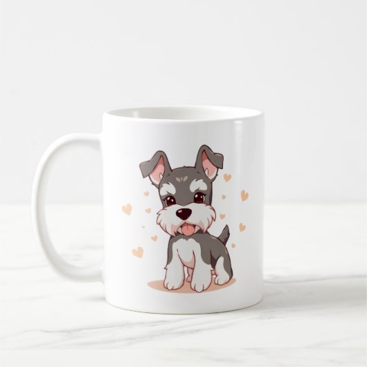 かわいいシュナウザーの子犬アート コーヒーマグカップ (左)