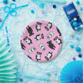 かわいいシュナウザースピンクパーティーケーキ ペーパープレート (パーティー)