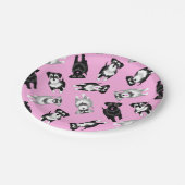 かわいいシュナウザースピンクパーティーケーキ ペーパープレート (アングル)