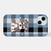 かわいいシュナウザー犬のブループラッド iPhone 15ケース (裏面横)