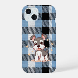 かわいいシュナウザー犬のブループラッド iPhone 15ケース
