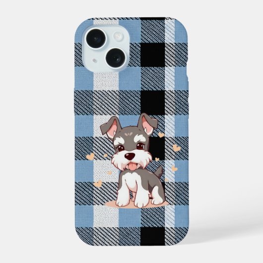 かわいいシュナウザー犬のブループラッド iPhone 15ケース (裏面)