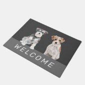 かわいいシュナウザー犬の水色 ドアマット (アングル)