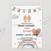 かわいいシューズアフリカ系アメリカ人の女の子ベビーシャワー 招待状 (正面/裏面)