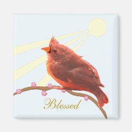 かわいいショウジョウコウカチョウと太陽 マグネット