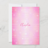 かわいいショッキングピンクのきらめきは女の子の誕生日|の写真を主演します 招待状 (裏面)