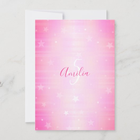 かわいいショッキングピンクのきらめきは女の子の誕生日|の写真を主演します 招待状 (裏面)