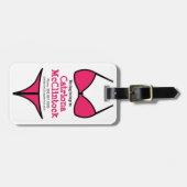 かわいいショッキングピンクのビキニのガーリーな女性 ラゲッジタグ (正面横)