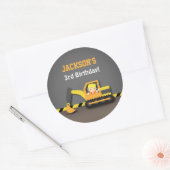 かわいいショベル建築誕生日パーティーラベル ラウンドシール (封筒)