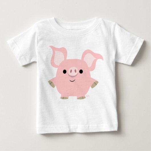 かわいいショートマンガ豚ベビーTシャツ ベビーTシャツ (正面)