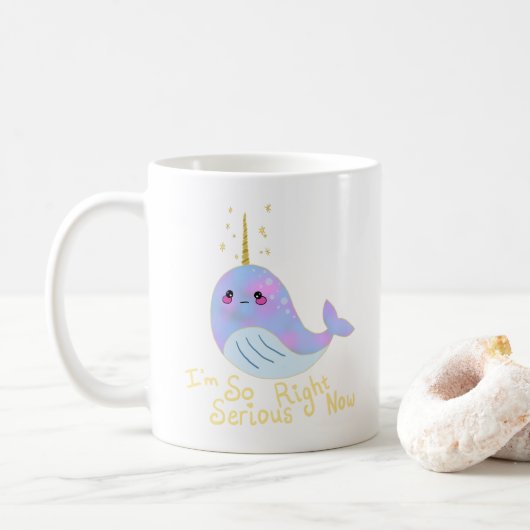 かわいいシリアスなセイウチョウ コーヒーマグカップ (ドーナツ)