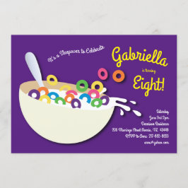 かわいいシリアル丼キッズスリープバースデーパーティー 招待状