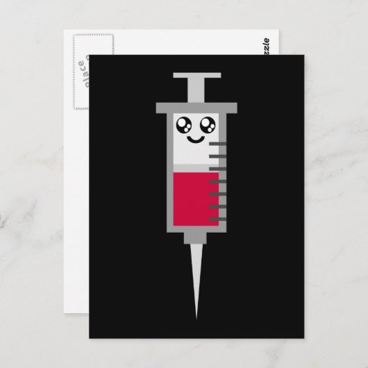 かわいいシリンジショット医療用幸せ顔 ポストカード (正面/裏面)