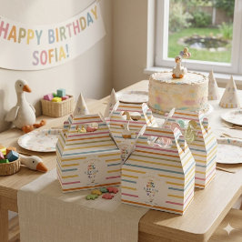 かわいいシリーガースパステルストライプの誕生日ゲーブルボックス フェイバーボックス