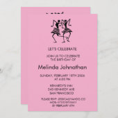 かわいいシルエットお祝い、誕生日招待状 招待状 (正面/裏面)