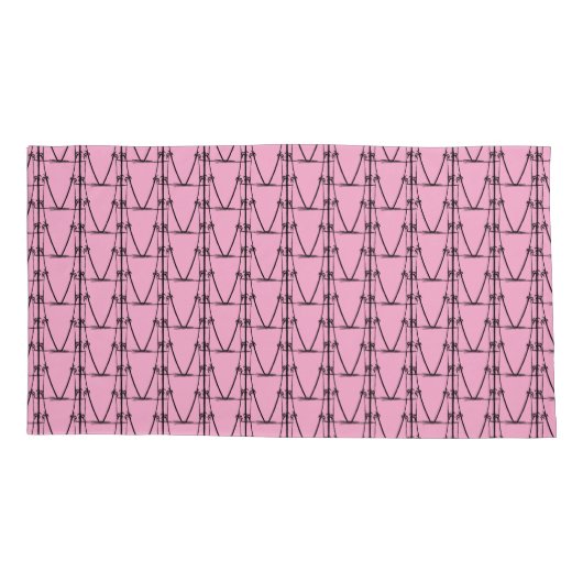 かわいいシルエットミニココナッツツリーパターンピンク 枕カバー (裏面-左)