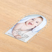 かわいいシルバースター冬の写真誕生のお知らせ アクリル招待状 (レイダウン)