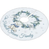 かわいいシロクマとクリスマスリーフ ブラッシュドポリエステルツリースカート (アングル)