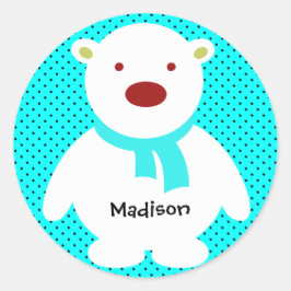 かわいいシロクマのアクア、名前を追加 ラウンドシール