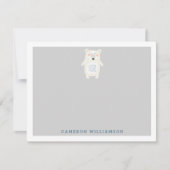 かわいいシロクマのグレーの文パーソナライズされた具 ノートカード (正面)