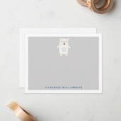 かわいいシロクマのグレーの文パーソナライズされた具 ノートカード (正面/裏面インサイチュ)