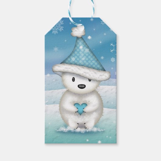 かわいいシロクマ クリスマス ギフトタグ (正面)