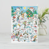 かわいいシロクマ ペンギン クリスマスパーティー招待状 招待状 (スタンド正面)