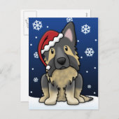 かわいいシロシェパードクリスマス シーズンポストカード (正面/裏面)
