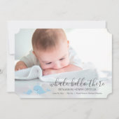 かわいいシロナガスクジラのこんにちはそこにベビーの発表 案内状 (正面)