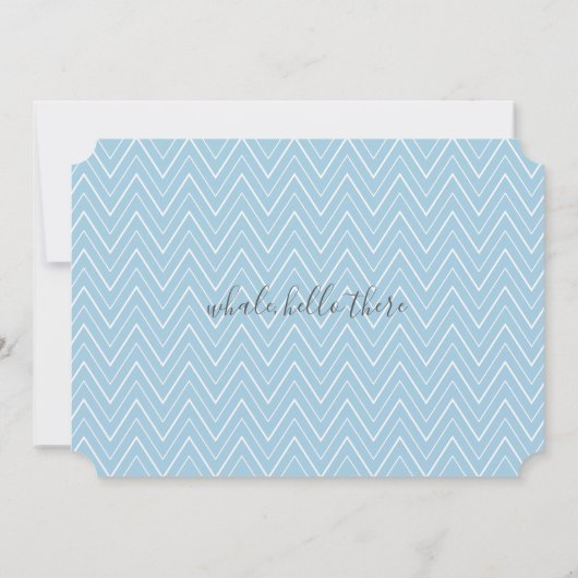 かわいいシロナガスクジラのこんにちはそこにベビーの発表 案内状 (裏面)