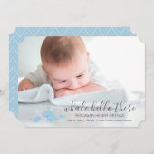 かわいいシロナガスクジラのこんにちはそこにベビーの発表 案内状 (正面/裏面)