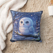 かわいいシロフクロウの冬の枕 クッション (ブランケット)