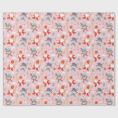 かわいいシンタークラースとピンク色のピート ラッピングペーパー (フラット)