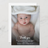 かわいいシンプルありがとうカスタムさんフォト新生児シャワー サンキューカード (正面/裏面)