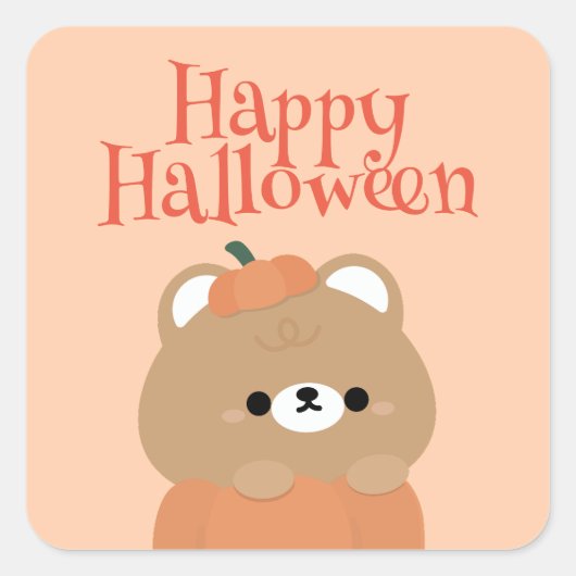 かわいいシンプルおもしろいハローウィンパーティ スクエアシール (正面)