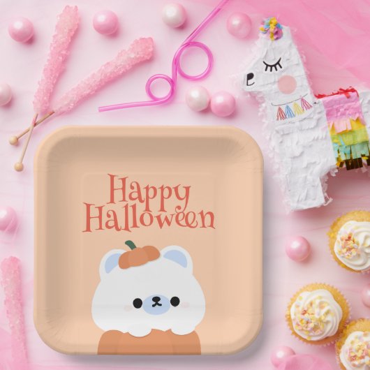 かわいいシンプルおもしろいハローウィンパーティ ペーパープレート (パーティー)