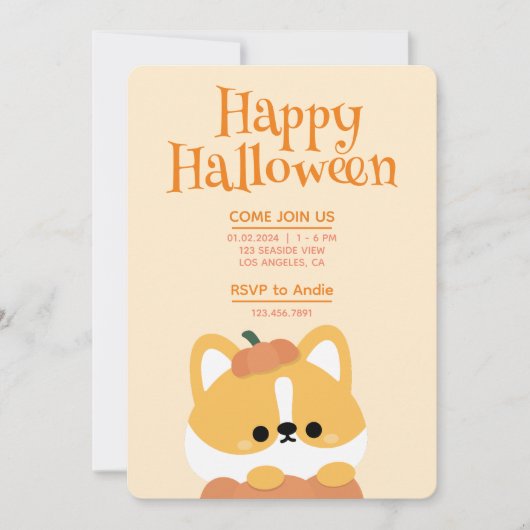 かわいいシンプルおもしろいハローウィンパーティ 招待状 (正面)