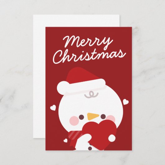 かわいいシンプルおもしろいメリークリスマス サンキューカード (正面/裏面)