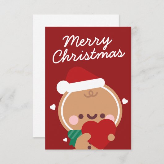 かわいいシンプルおもしろいメリークリスマス サンキューカード (正面/裏面)