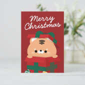 かわいいシンプルおもしろいメリークリスマス サンキューカード (スタンド正面)