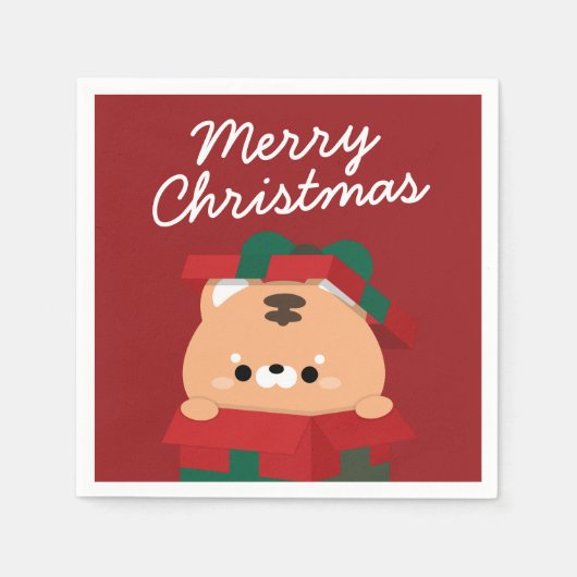 かわいいシンプルおもしろいメリークリスマス スタンダードカクテルナプキン (正面)