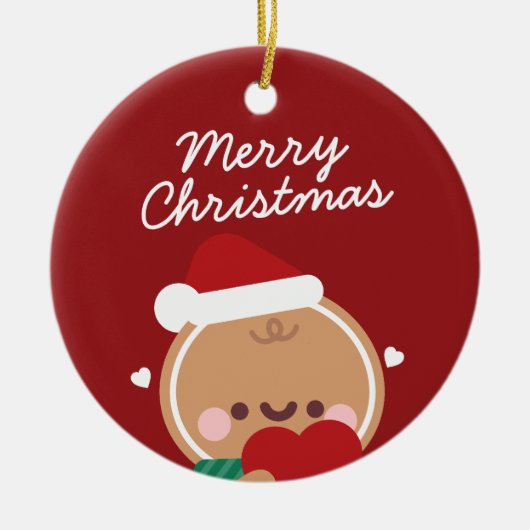 かわいいシンプルおもしろいメリークリスマス セラミックオーナメント (正面)