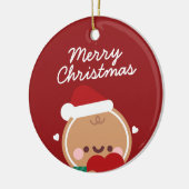 かわいいシンプルおもしろいメリークリスマス セラミックオーナメント (左)