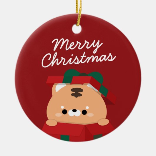 かわいいシンプルおもしろいメリークリスマス セラミックオーナメント (正面)